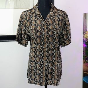 VINTAGE Lapel Snakeskin Blouse, Size Large